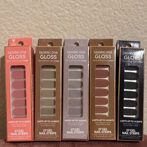 Dashing Diva Gloss Nail Strips Set - Pink, Gray, Brown, Black